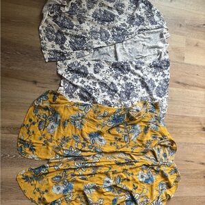 Floral Print kimono in Blue and Yellow